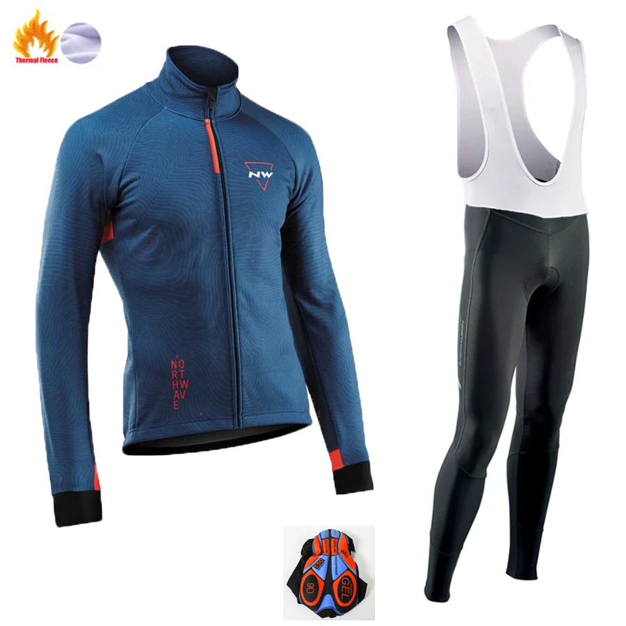 NW North Wave Ciclismo Джерси Pro зимнее Велосипедное снаряжение теплый шерстяной костюм с длинным рукавом набор велосипедных костюмов набор для езды на велосипеде