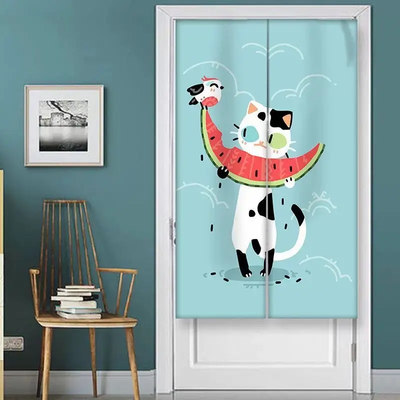 Занавеска на дверь с принтом животных тканевая перегородка полупанельная