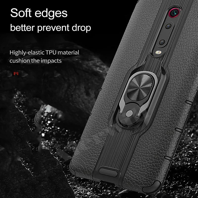 Автомобильный Магнитный чехол-держатель для Xiaomi Redmi Mi 9 T, чехол-бампер, противоударный чехол-подставка, автомобильный чехол для телефона с кольцом для Xiaomi Mi 9T Pro, чехол