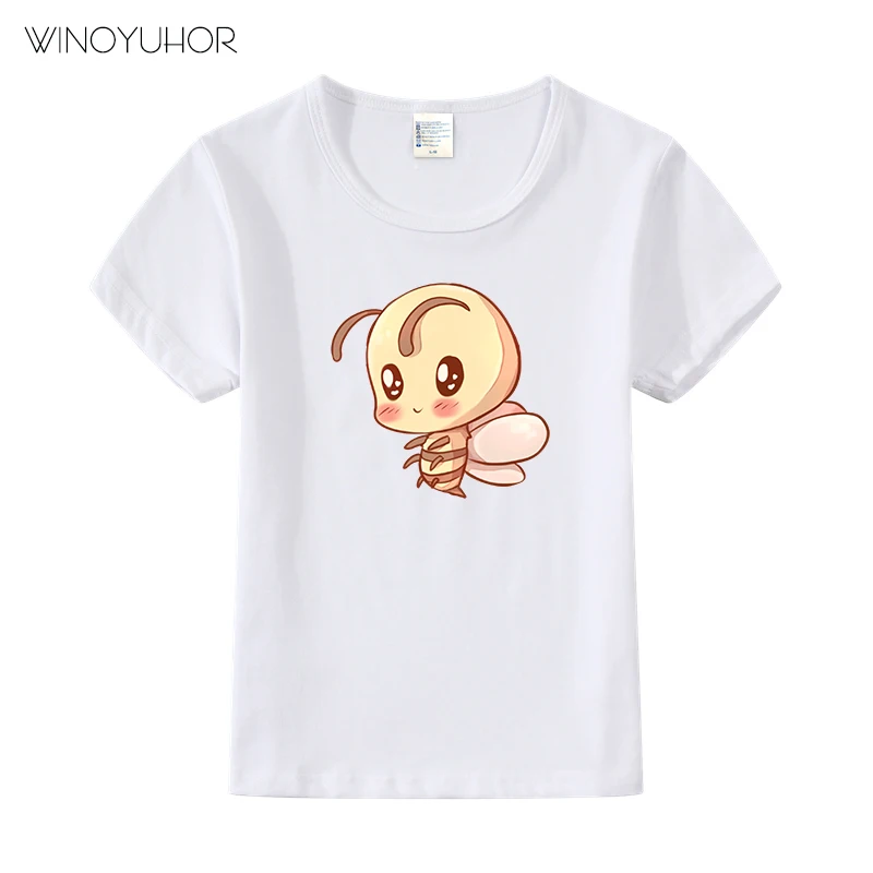 

Одежда для младенцев, летняя одежда для маленьких девочек и мальчиков, наряд, Детская футболка с мультяшным медом, топы с коротким рукавом, футболка