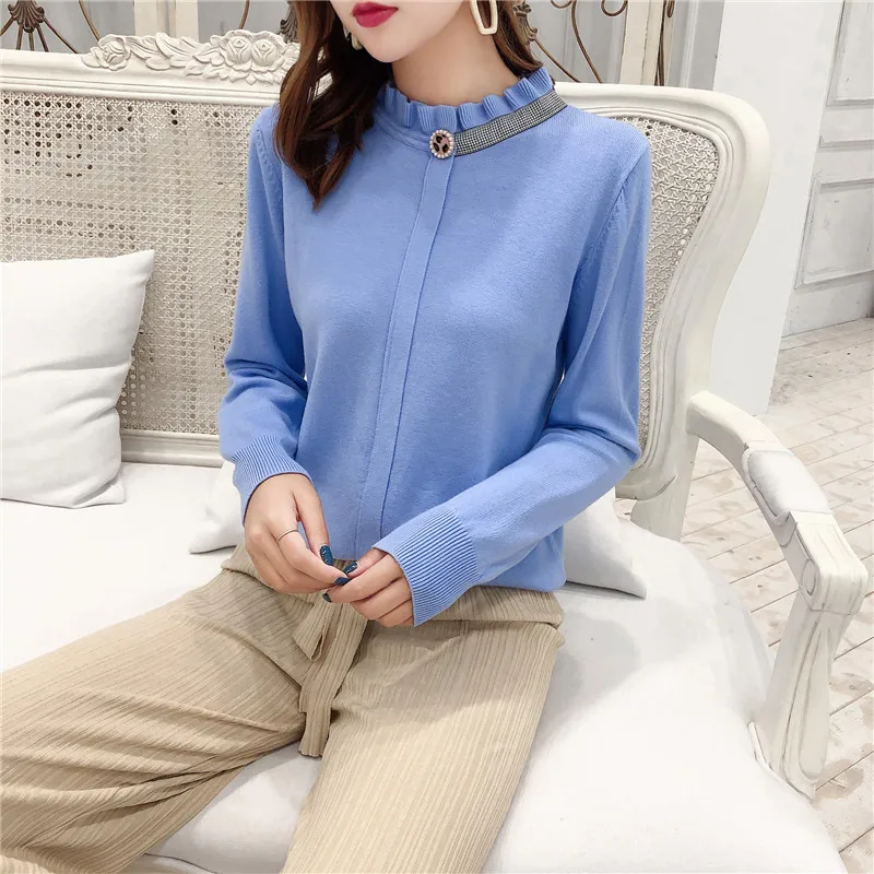 

2019 New type of auricular collar knitted Pullover Sweater-0m540