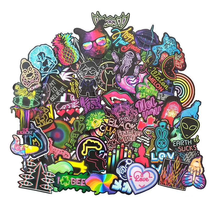 75 шт. неоновая наклейка аниме икона животные персонаж Милая Наклейка детский