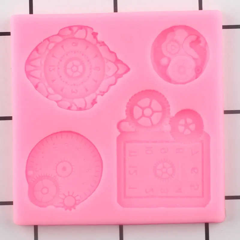 Steampunk Clock Silicone Molds Baby Birthday Cupcake Topper Fondant Cake Decorating Tools Candy Clay Chocolate Gumpaste Moulds | Дом и сад