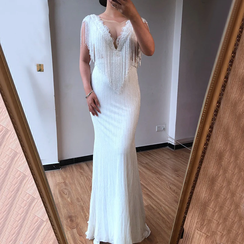 

MNGRL New Simple Wedding Dress Backless Sleeveless Design Chiffon Lace Bride Dresses Princess Dress Plus Size Tailor-made