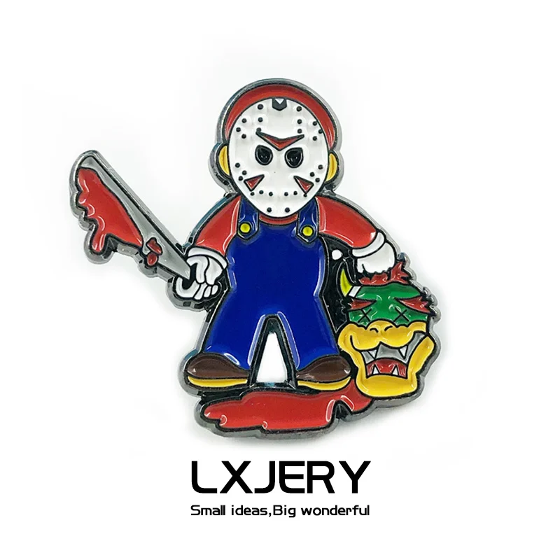 Значок с пятничной 13 й Марио на рюкзак забавная брошь булавки для одежды женщин