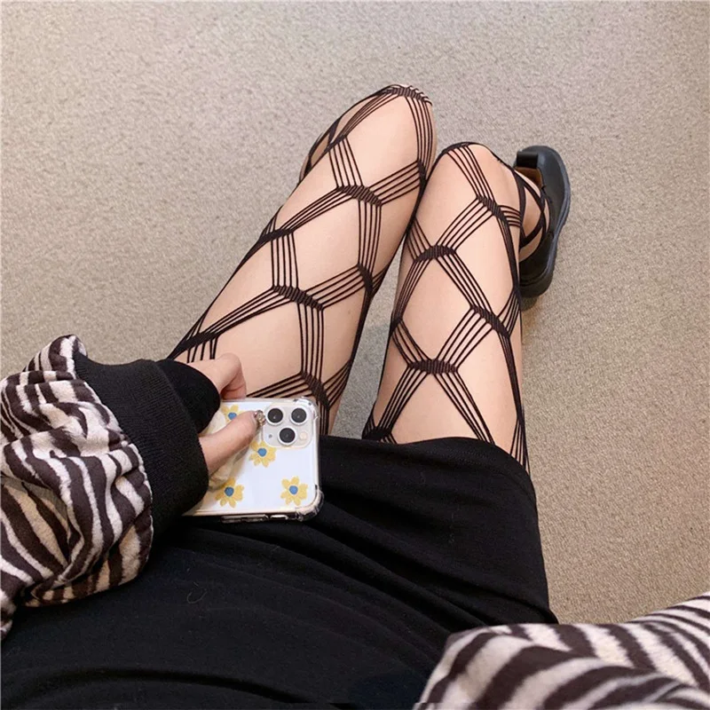 Весенне-осенние женские пикантные колготки ажурные сетчатые чулки