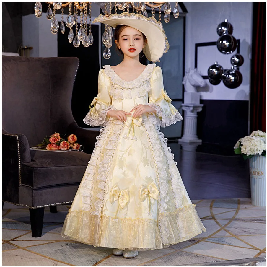 

New children's Russian costumes cute girls European-style lace court dress baby host girl princess baby dress