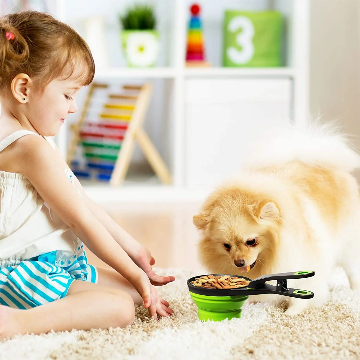 

Foldable Pet Food Spoon, Silicone Measuring Cup Bag Holder, Water Snack Travel Bowl Suitable For Cats And Dogs Travel Or Travel