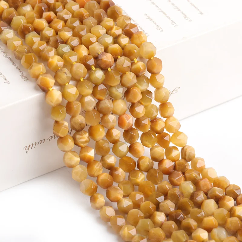

Beads Natural Stone Golden Tiger Eye Stone Beads 8mm Irregular Wrapped Spacer Beads Bracelets Jewelry Making Stone For DIY