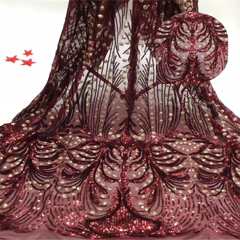 2019 Высококачественная темно-синяя и Золотая нигерийская кружевная ткань с