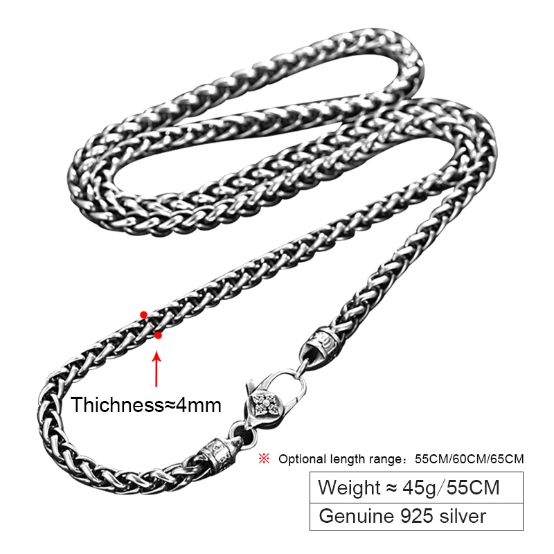 ZABRA Роскошные тяжелые цепи Сингапур реальные твердого 925 пробы серебра Таиланд