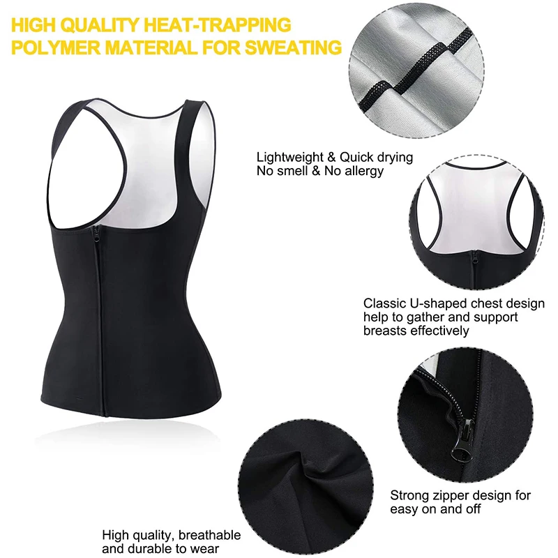 skims shapewear Women Sauna Shaper Vest Thermo Sweat Shapewear Tank Top Slimming Vest Waist Trainer Corset Gym Fitness Hot Workout Zipper Shirt maidenform shapewear