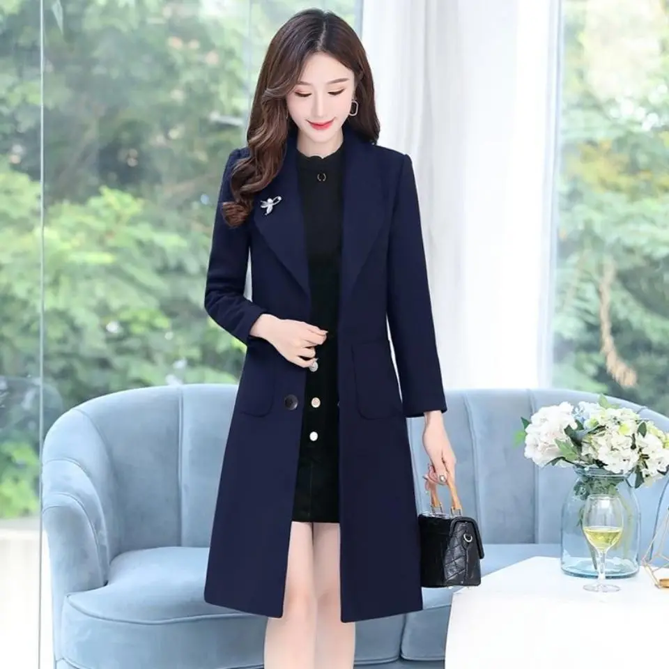 

Autumn and Winter Coat Women's Mid-length 2021 New Woolen Coat Slim Fashion Popular Plus Size Women's Coat