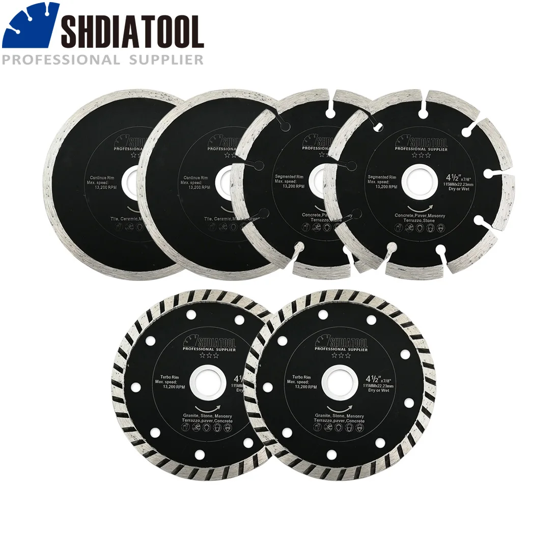 SHDIATOOL 10 Sets Sintered Diamond Blade 3pcs/set Dia 115mm/4.5