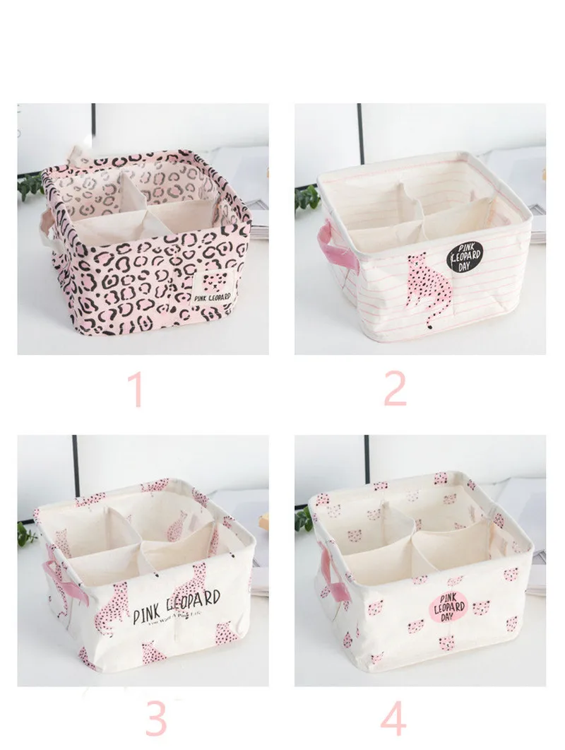 Новые Ящики для хранения 4 сетки Леопардовый принт водонепроницаемый хлопок