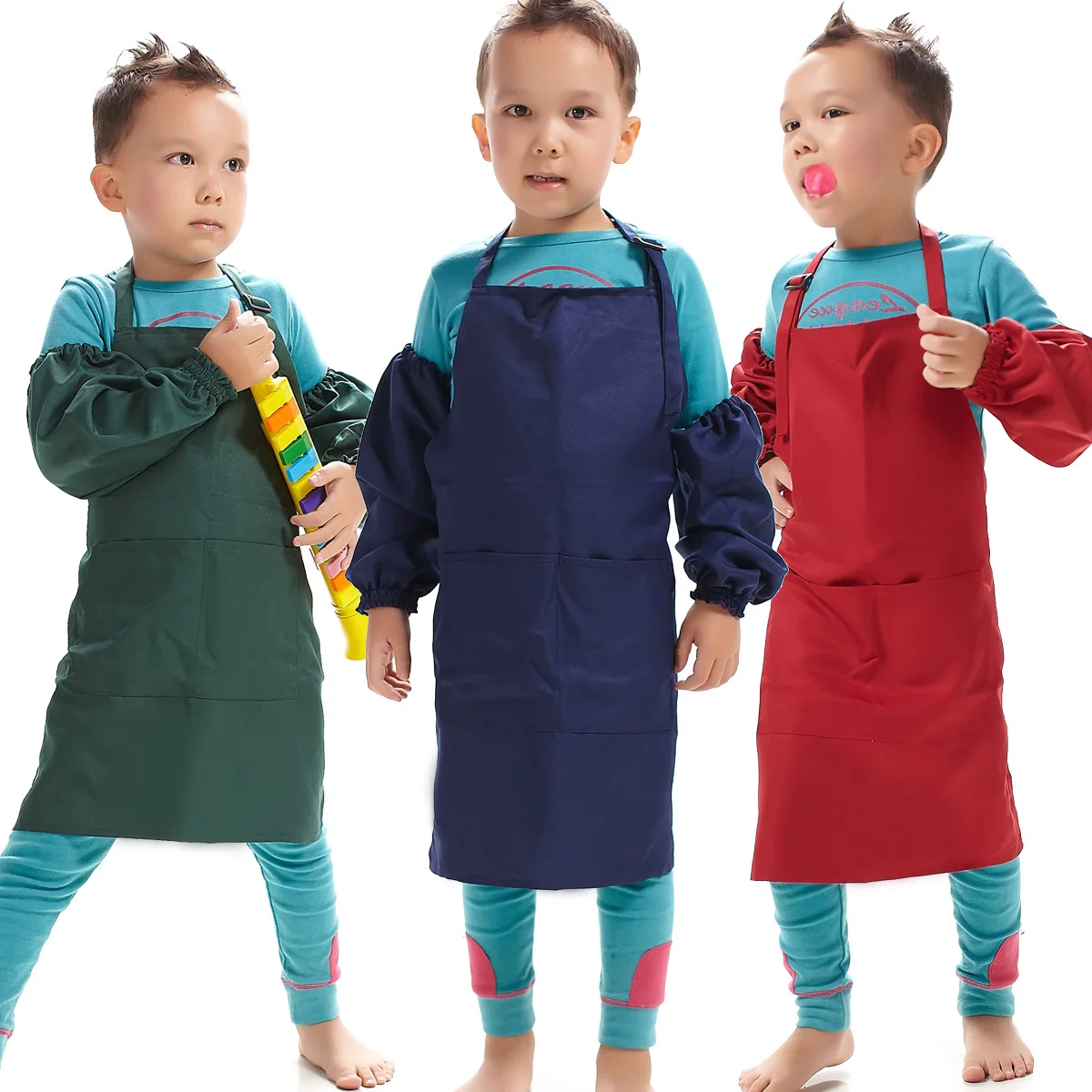 Детская одежда для детского сада с рисунком фартука детей рукавами + фартук