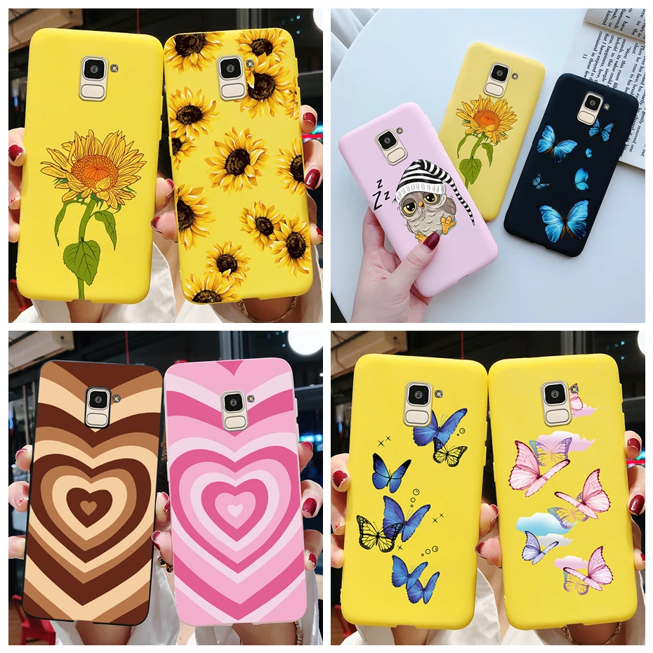 Чехол для Samsung J6 2018 J600F мягкий силиконовый чехол с милыми сердечками и цветами Galaxy