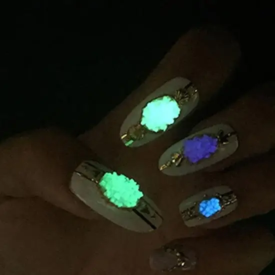 1Pc Glitter Luminous Nail Art Sticker Tips Decoration DIY Acrylic Glow In The Dark Powder Dust Manicure Tool | Красота и здоровье