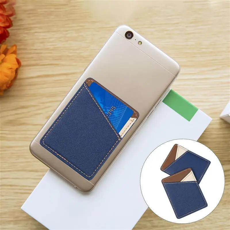 

2pcs Phone Back Card Holders PU Leather Mobile Phone Case Back Wallets