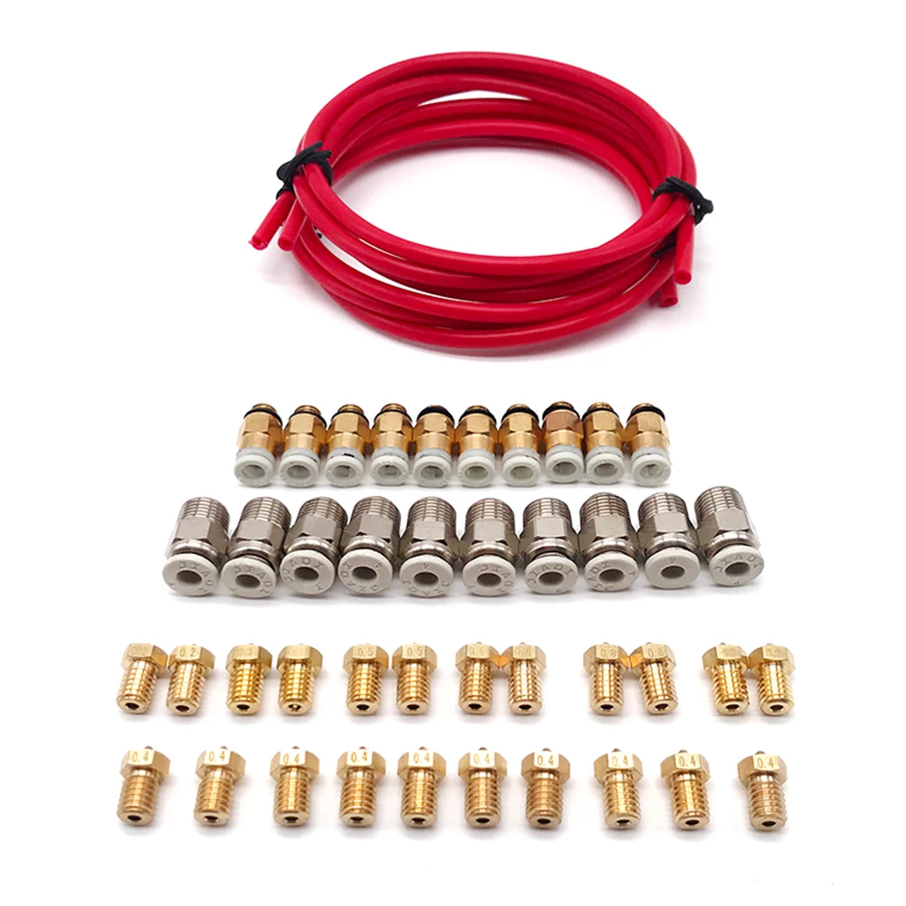 PTFE Bowden трубка 2 мм x 4 с пневматическим соединителем + сопло экструдер печатающая
