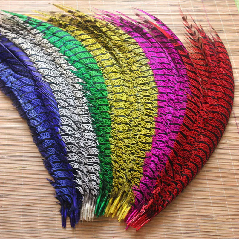 

Wholesale 100Pcs/Lot 36-40''/90-100CM Natural Dyed Zebra Lady Amherst Pheasant Tail Feathers For Crafts Phesant Feathers Plumes