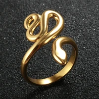 2021 trend handmade animal tail curved serpentine jewelry for women men couples vintage geometric adjustable opening rings gift