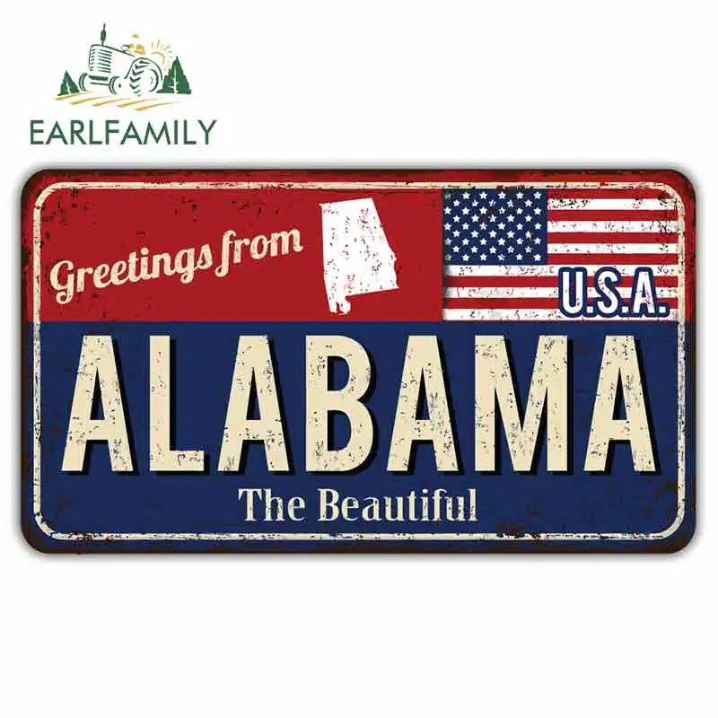 EARLFAMILY 13cm x 7.6cm For Alabama State Usa Novelty Decal Repair Sticker Vintage Drag Racing Occlusion Scratch | Автомобили и
