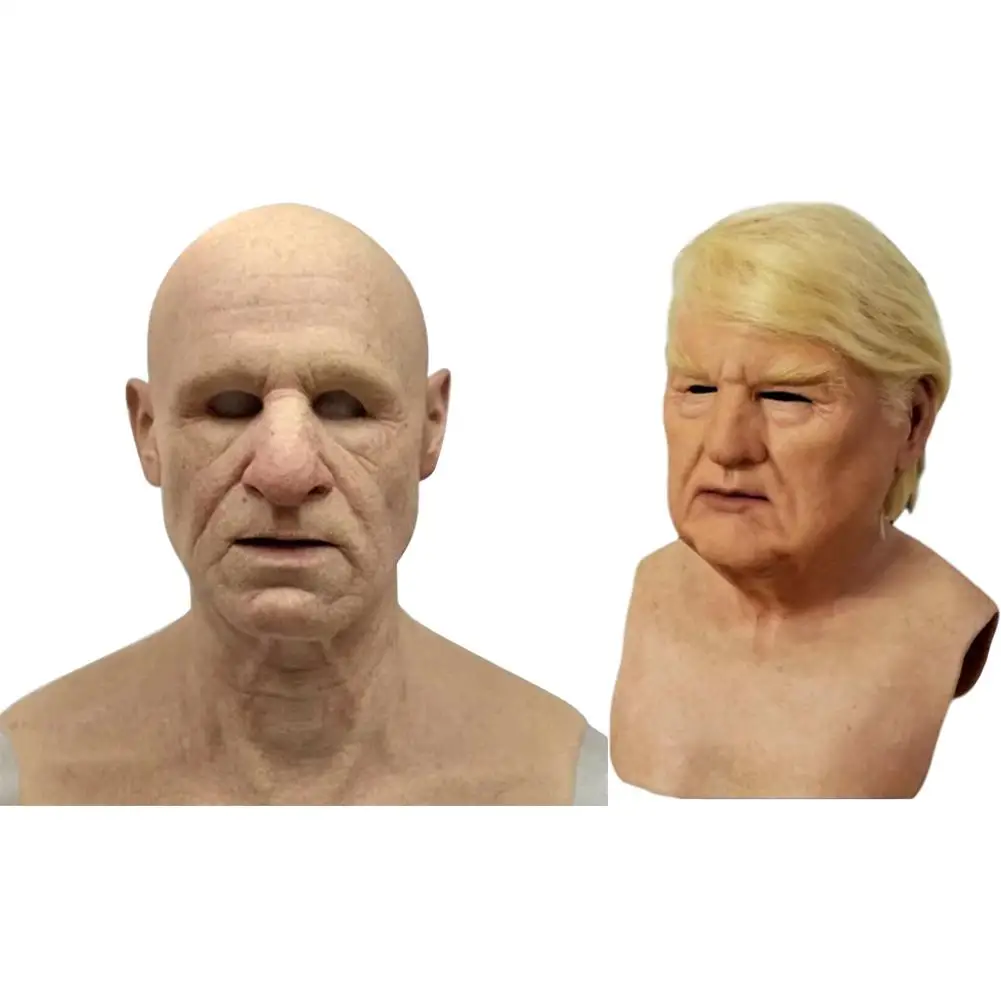 Страшная маска для пожилых мужчин косплей латексная на всю голову Хэллоуин ужас