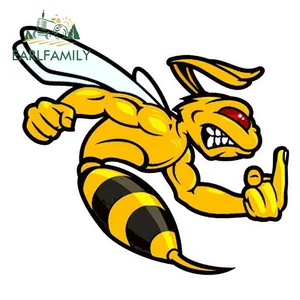 EARLFAMILY мультяшный Стайлинг автомобиля, сильная пчела, наклейки на автомобиль, мотоциклетный шлем, виниловый Шмель, переводные наклейки на бампер, автомобильные аксессуары