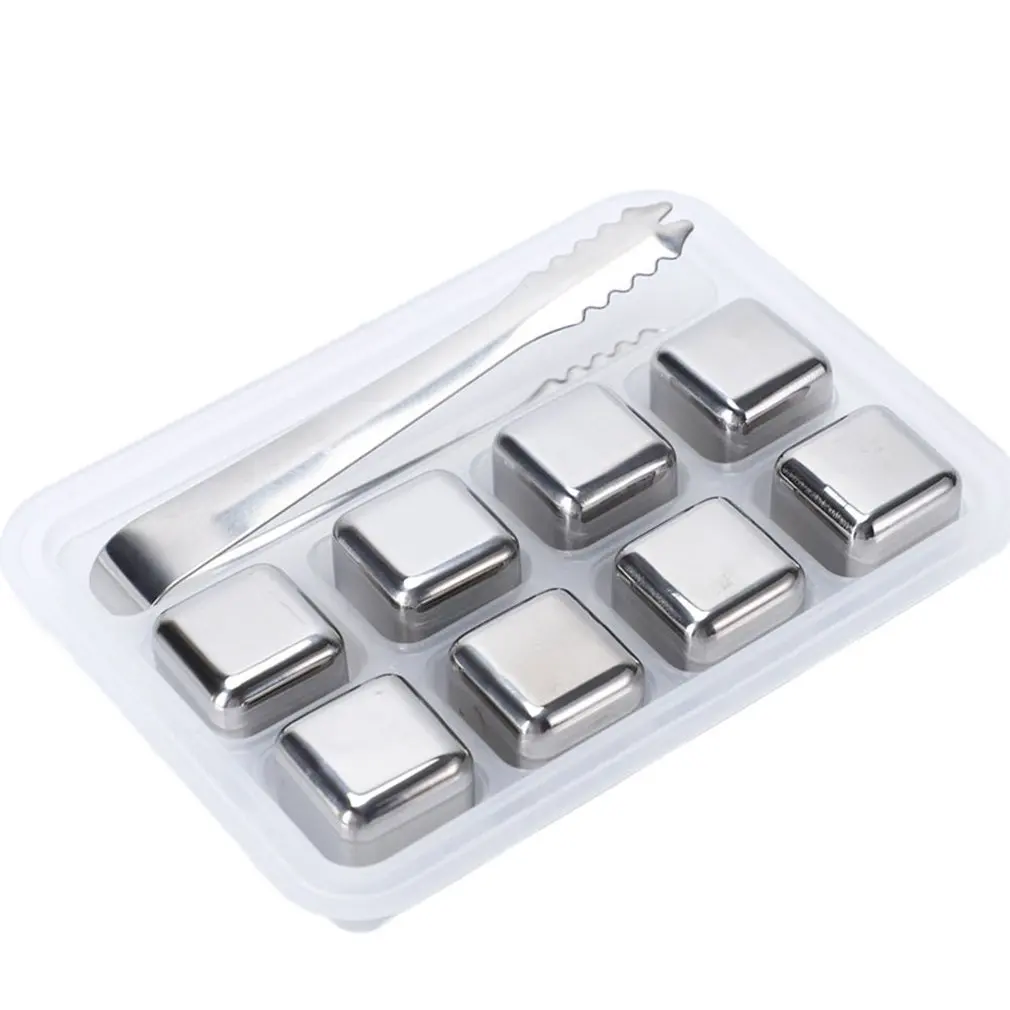

Stone Ice Cubes Stainless Steel Ice Cubes Reusable Chilling Frozen Rocks For Whiskey Wine Beverage Juice