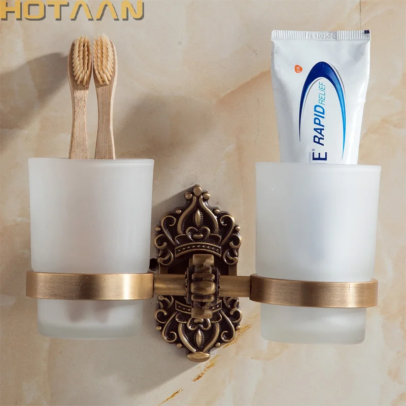 

New Arrival Aluminium double Tumbler Holder Cup & Tumbler Holders Toothbrush Holder Bathroom Accessories Banheiro YT-11208