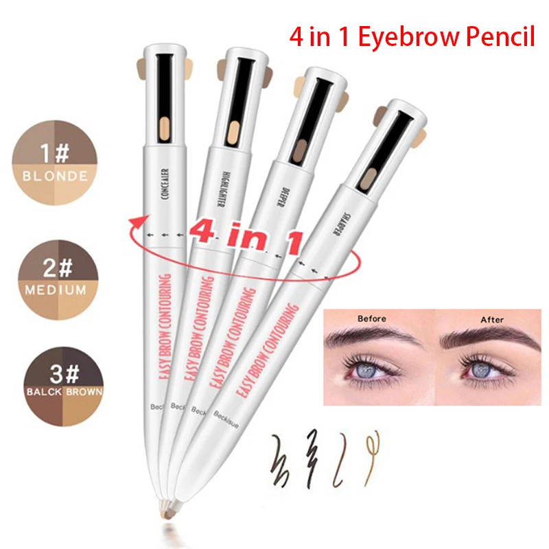 

2021 Eyebrow Pencil 4 In 1 Waterproof Drawing Eye Brow Pencil Long Lasting Easy Color Eyebrow Pen Women Makeup Cosmetic Tool