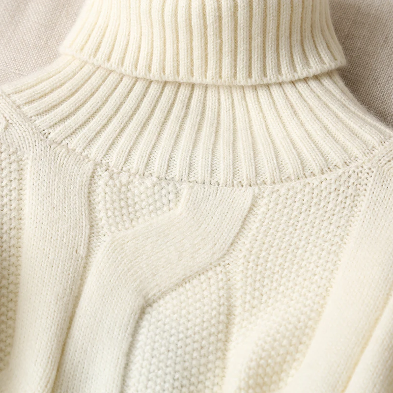 

2021 Winter Sweaters Women England Office Lady Fashion Vintage Twisted flower Loose Turtleneck Sweaters Women Pullovers Tops