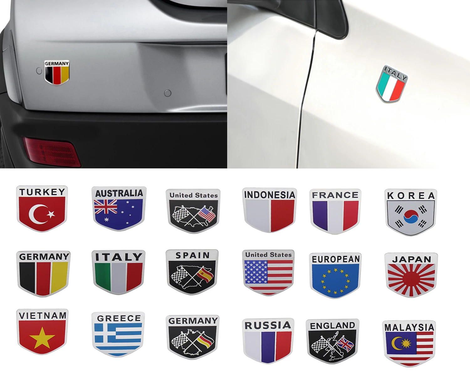 Алюминиевый Национальный флаг sheild для салона автомобиля наружное украшение