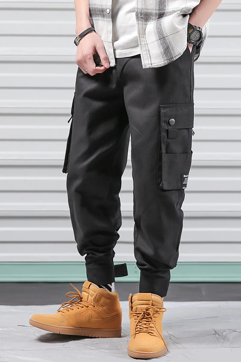 

Hip Hip Cargo Pants Retro Vintage Loose Harem Pants Joggers Cotton Harajuku Streetwear Casual Tactical Trousers Side Pockets Mid
