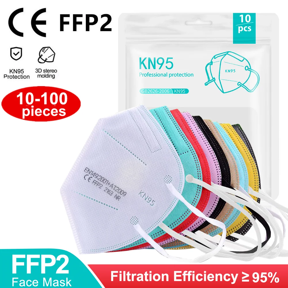 Маски CE KN95 5 слоев цветная Смешанная МАСКА FFP2MASK Noir маска для взрослых FPP2 черная