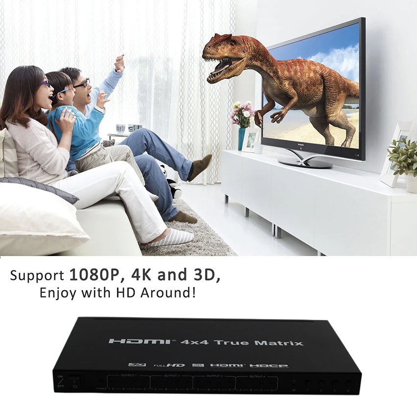 HDMI матричный коммутатор 4 в 4 из 4x4 HDMI переключатель сплиттер поддержка 4 к@ 30 Гц 2 к 3D с RS232 orIR пульт дистанционного управления для HDTV ps4 PS3