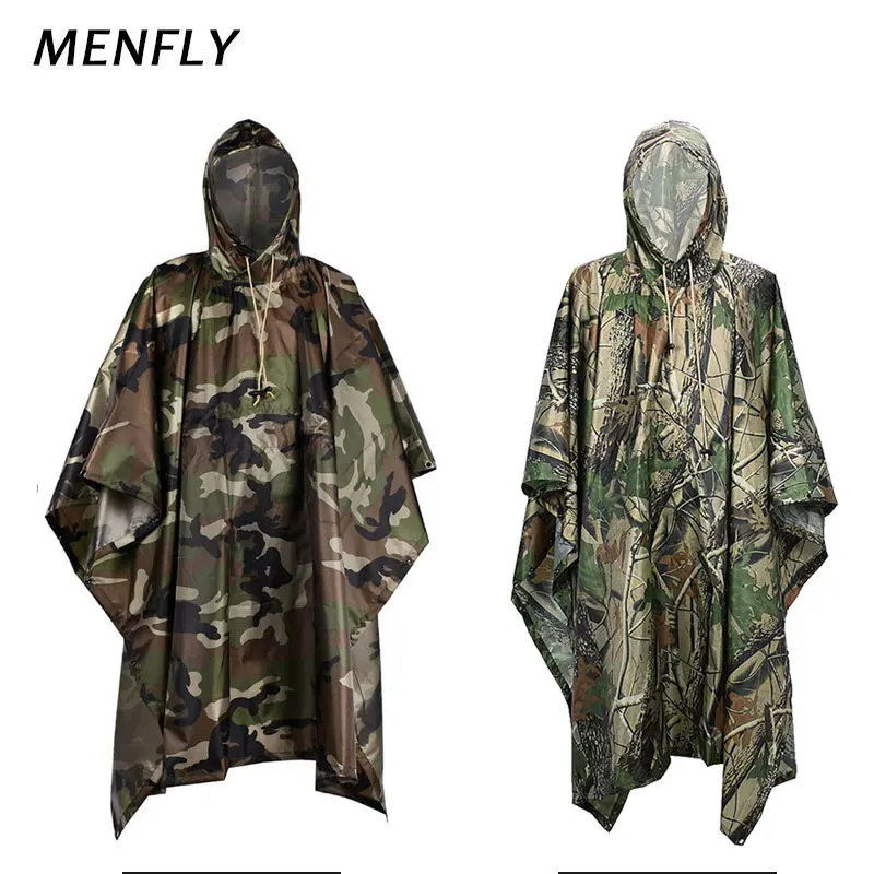 Женский плащ пончо MENFLY камуфляжный дождевик с диагональным воротником из леса и