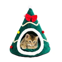 new dog cat bed christmas tree shape cat house winter warm sleeping bed half closed soft dog kennel nest cage xmas pet products