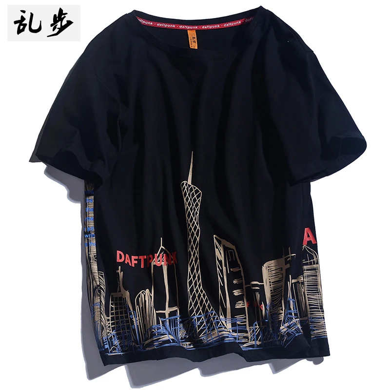 Летняя мужская футболка с коротким рукавом и круглым вырезом модная