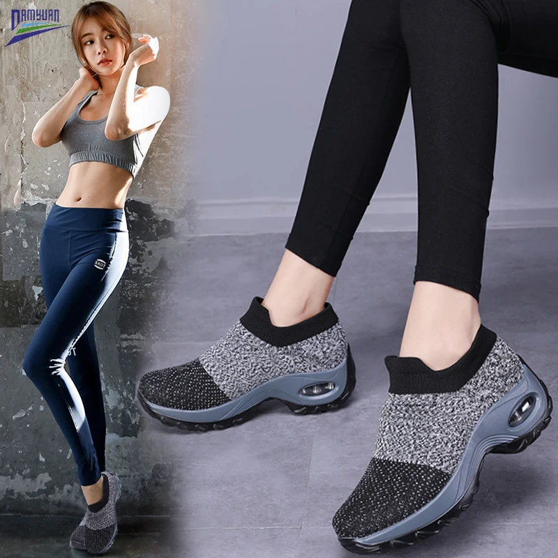 Damyuan/обувь на плоской подошве Женские вязаные лоферы платформе Zapatos De Mujer