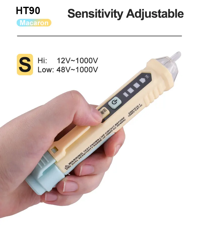 HABOTEST HT90 Non-contact induction test pen AC12-1000V Voltmeter Voltage Meter Electric Indicator Power Detector Tester Socket |