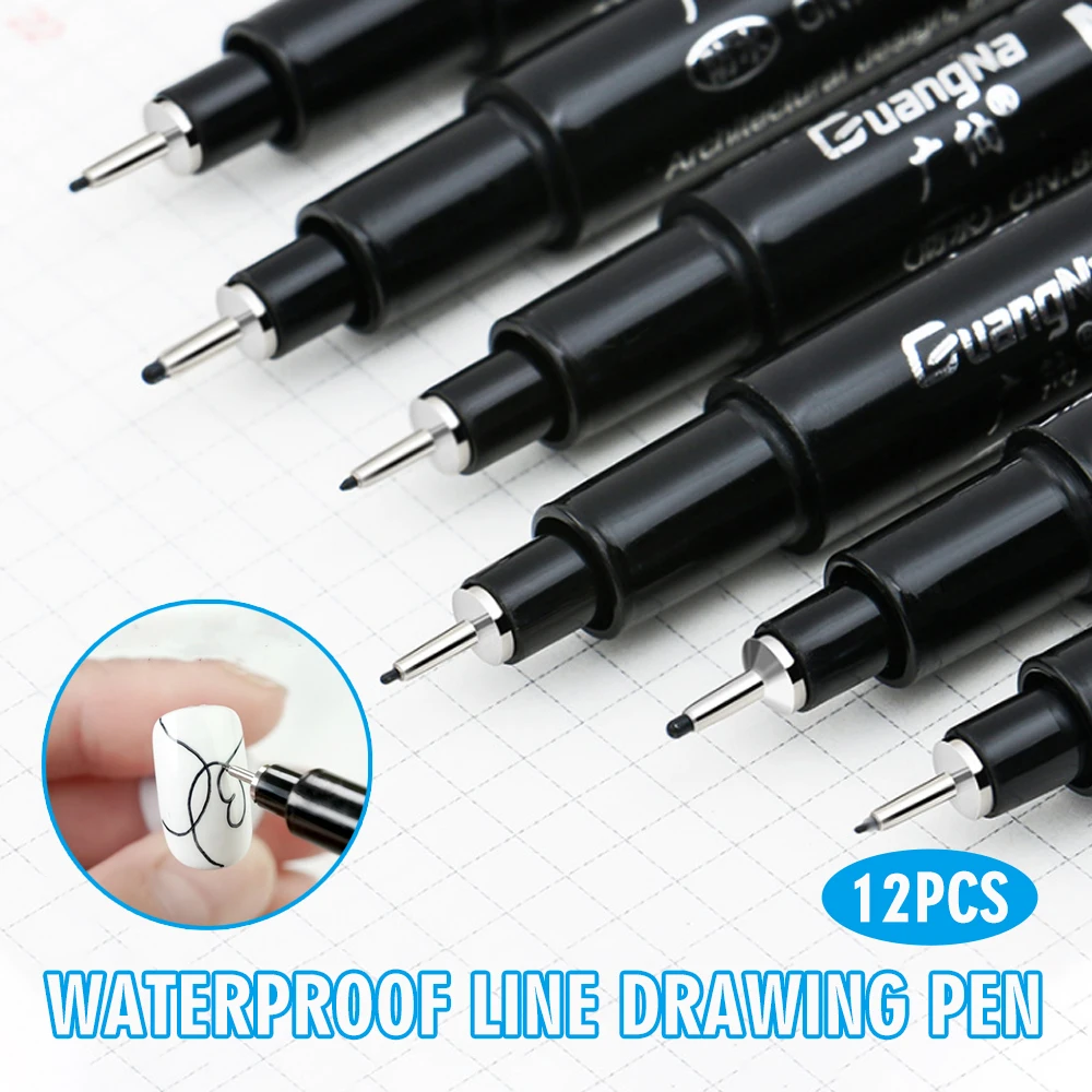 

12 шт. гелевая ручка для ногтей ручка для граффити водостойкая кисть для рисования лайнер для рисования тонкие детали ручка для рисования каллиграфия художественные принадлежности
