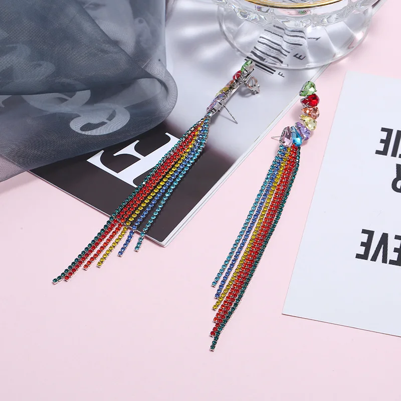 Ювелирные изделия FARLENA роскошные разноцветные Висячие серьги Стразы с