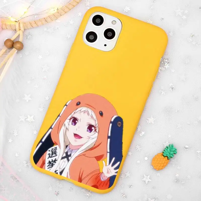 

Kakegurui Jabami Yumeko Phone Case Candy Color Yellow for iPhone 11 12 pro XS MAX 8 7 6 6S Plus X 5S SE 2020 XR