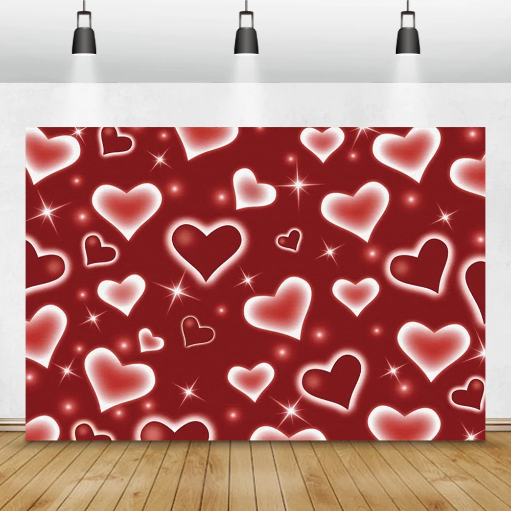 

Red Shiny Love Heart Valentine's Day Family Party Photo Background Portrait Interior Photography Prop Custom Photocall Backdrop