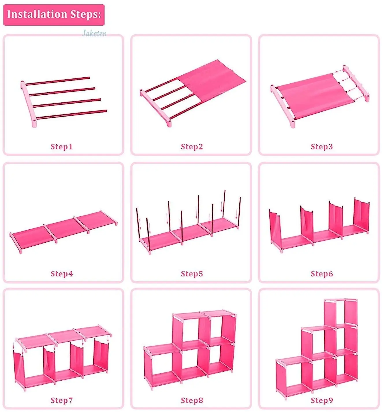 

9-Cube DIY Children's Bookcase 30 inch Adjustable Bookshelf Organizer Shelves Unit, Folding Storage Shelves Unit