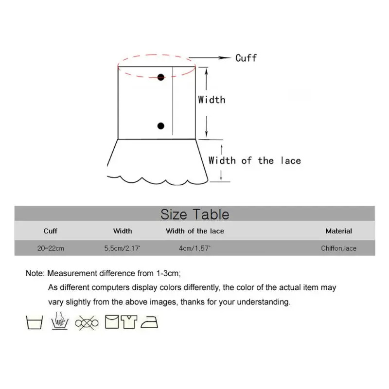 

1Pair Women Sweater Decorative Chiffon Fake Flare Sleeves Floral Lace Pleated False Cuffs Wrist Warmers with Button