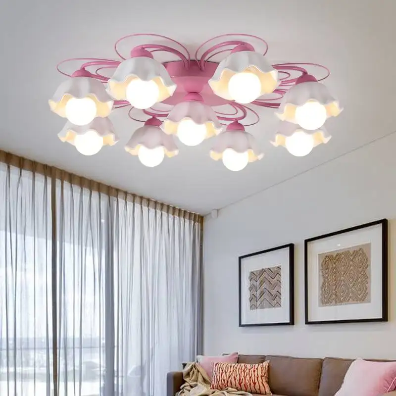 Скандинавские светодиодные потолочные светильники детская розовая потолочная