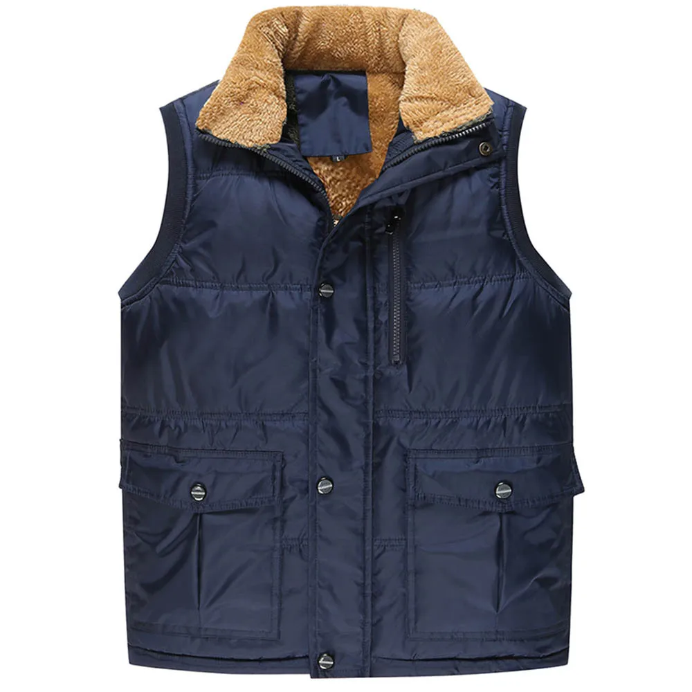 

Tide Winter Men Vest Coats Cotton Thick Warm Sleeveless Jacket Coats Casual Men Vest Fleece Army Green Waistcoat Plus Size 7XL